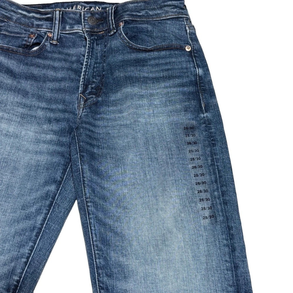 American Eagle nwt Athletic Straight Jeans 28x28 Airflex+ Indigo Waters Blue - Picture 2 of 6